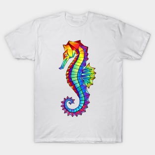 Rainbow Polygonal Seahorse T-Shirt
